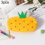 3 uds niños lindo Animal felpa lápiz bolsa papelería bolsa de almacenamiento, Pineapple