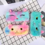 Estuche de lápices de papelería para estudiantes de felpa con gatito de Color láser de 3 uds. - Imagen 4