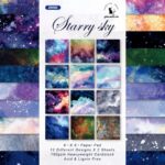 6 pulgadas 24 hojas Scrapbooking papel de fondo arte artesanías hechas a mano, Watercolor Starry Sky