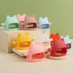 3 uds bebé Anti-comer mano cubierta hervida silicona calmante dientes palo, Orange - Imagen 2