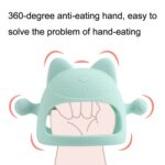 3 uds bebé Anti-comer mano cubierta hervida silicona calmante dientes palo, Gray Blue - Imagen 6