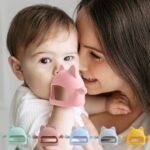 3 uds bebé Anti-comer mano cubierta hervida silicona calmante dientes palo, Sky Blue - Imagen 7