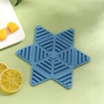 Cojín de olla plegable de 3 uds, almohadilla de aislamiento de taza de té de silicona, manteles individuales antideslizantes para mesa de casa, Blue