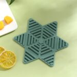 Cojín de olla plegable de 3 uds, almohadilla de aislamiento de taza de té de silicona, manteles individuales antideslizantes para mesa de casa, Green