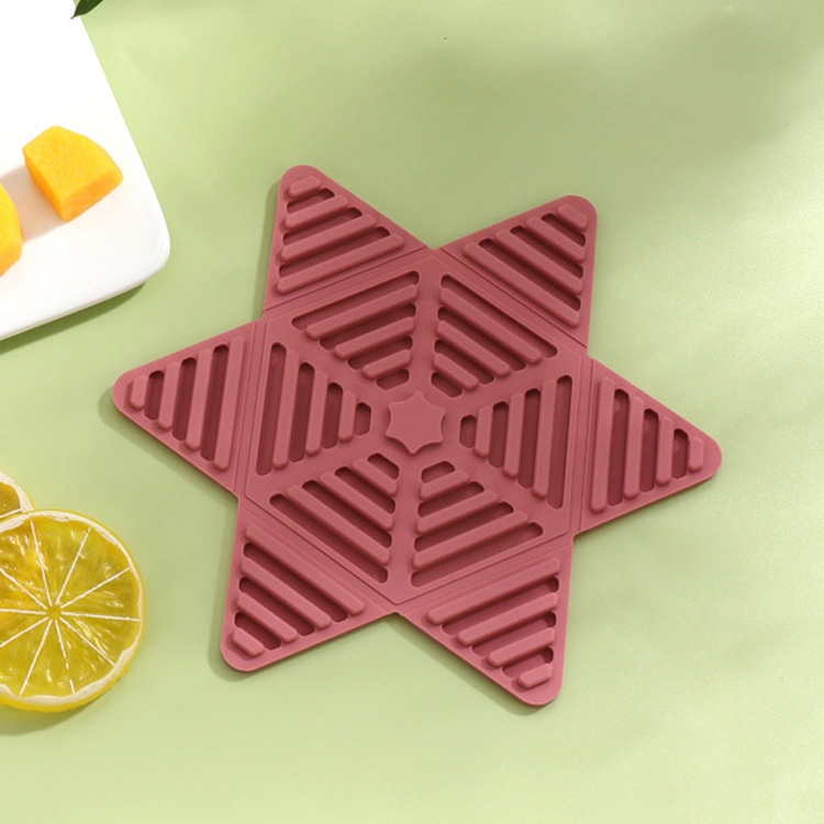 TBD0603214301F.jpg Cojín de olla plegable de 3 uds, almohadilla de aislamiento de taza de té de silicona, manteles individuales antideslizantes para mesa de casa, Pink - Imagen 1