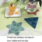 Cojín de olla plegable de 3 uds, almohadilla de aislamiento de taza de té de silicona, manteles individuales antideslizantes para mesa de casa, Blue - Imagen 4