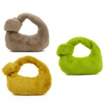 H6725 Bolso de lana de conejo de otoño e invierno Bolso de felpa anudado - Imagen 2