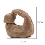 H6725 Bolso de lana de conejo de otoño e invierno Bolso de felpa anudado - Imagen 3