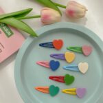 10 piezas de accesorios para el cabello con pinzas para el cabello para niños con amor colorido, Pink Heart - Imagen 3