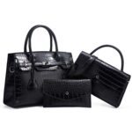 Bolso bandolera diagonal con estampado de cocodrilo 3 en 1 Bolso tote de gran capacidad