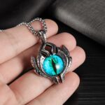 Collar de acero de titanio para hombre con ojos de demonio retro de 1926, estilo:, Pendant+4x70cm Matching Chain - Imagen 4