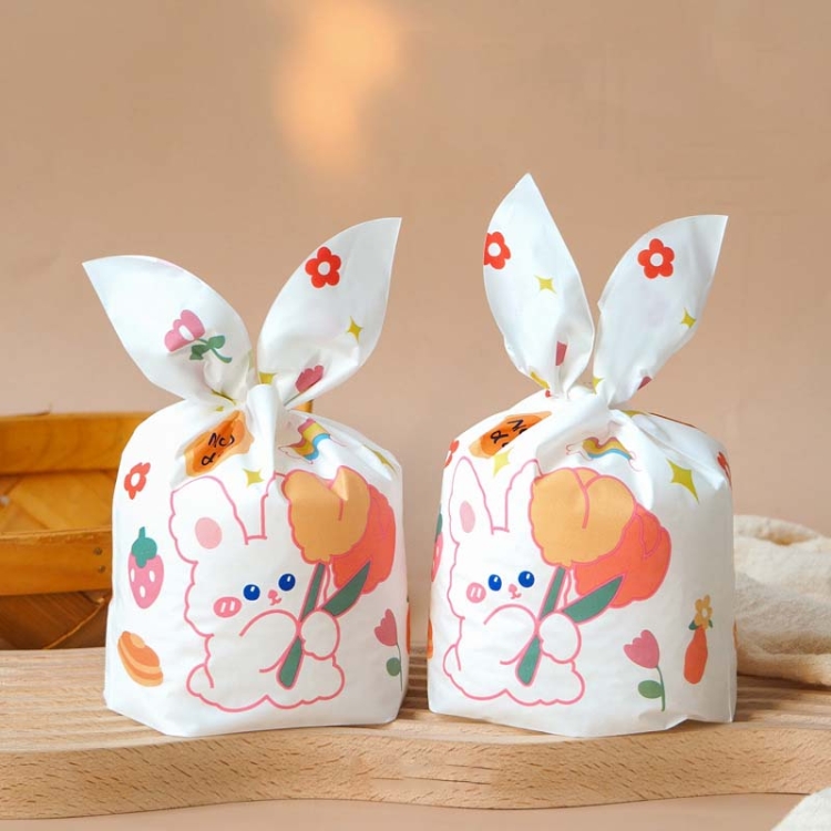 TBD0603319101F.jpg 1 bolsa de bolsas de embalaje de dulces bolsas de regalo de galletas para hornear, Pink Rabbit Flower - Imagen 1