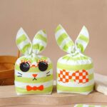 1 bolsa de bolsas de embalaje de dulces bolsas de regalo de galletas para hornear, Green White Cat