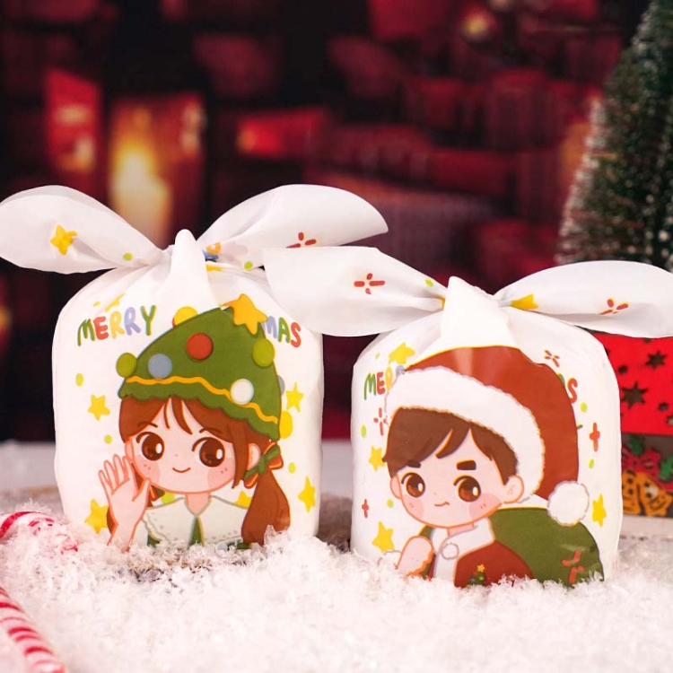 TBD0603319101L.jpg 1 bolsa de bolsas de embalaje de dulces bolsas de regalo de galletas para hornear, White Christmas Boy Girl - Imagen 1