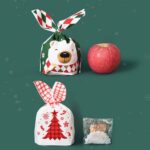 1 bolsa de bolsas de embalaje de dulces bolsas de regalo de galletas para hornear, Green Scarf Bear - Imagen 6