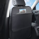 Asiento trasero para niños Almohadilla antipatadas trasera Anti-suciedad Universal Almohadilla de protección de cuero Bolsa de almacenamiento, All Inclusive Version (Black)