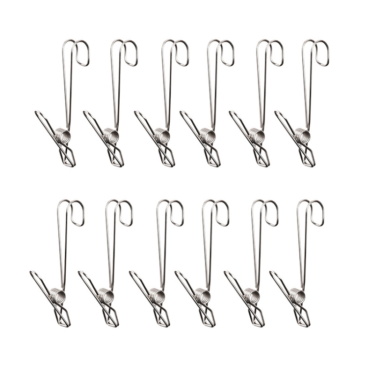 TBD0603336901.jpg Con Clip de secado de ropa de cola larga Clip colgante de gancho de cinta de acero inoxidable, 12pcs Stainless Steel - Imagen 1