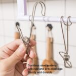 Con Clip de secado de ropa de cola larga Clip colgante de gancho de cinta de acero inoxidable, 12pcs Stainless Steel - Imagen 3