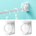 4 piezas giratoria círculo triángulo anillo telescópico varilla gancho apoyos soporte fijo, White Adhesive Model