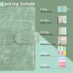Carpeta de hojas sueltas de cuero PU con diseño de cocodrilo A6, organizador de sobres en efectivo para cuaderno económico, Crocodile Pattern (Bean Green) - Imagen 2