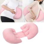 Almohada de algodón con soporte para la cintura para embarazadas, cojín para dormir de lado, almohada extraíble y lavable para el abdomen, Pink