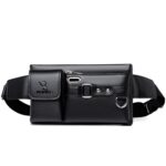 WEIXIER 8117 Riñonera deportiva para hombre Bolsa de PU multifunción para exteriores, 8117 Black