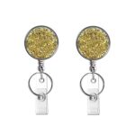 2 uds., carrete de insignia de tirón retráctil con lentejuelas brillantes de diamante, soporte para tarjeta de identificación