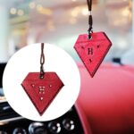 Colgante de coche Triangular Ping An Charm Bag Cuero Espejo retrovisor Ornamento, Triangular Red, Triangular Yellow, Triangular Black