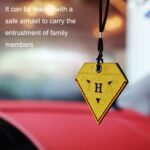 Colgante de coche Triangular Ping An Charm Bag Cuero Espejo retrovisor Ornamento, Triangular Red, Triangular Yellow, Triangular Black - Imagen 3