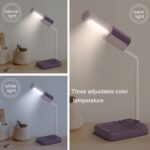 Carga USB Luz de escritorio Base magnética Extraíble Simple Protección para los ojos Lámpara portátil, With Base Purple - Imagen 8