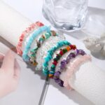 Tobillera de pulsera con cuentas de grava natural boho para mujer - Imagen 2
