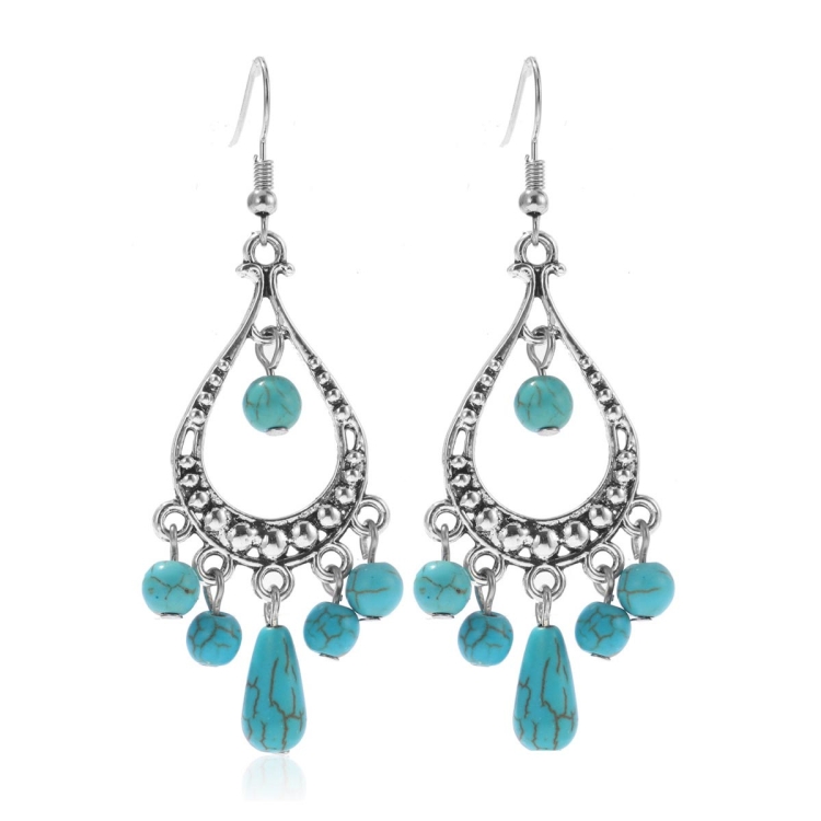 TBD0603373310.jpg Pendientes Estilo Étnico Turquesa Temperamento Pendientes Vintage Simples, E2203-3 - Imagen 1
