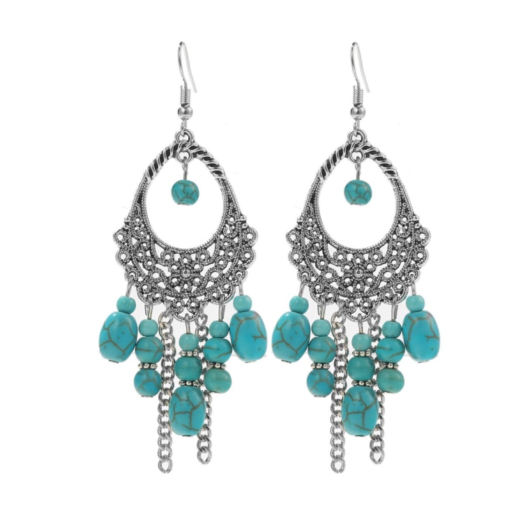 TBD0603373311.jpg Pendientes Estilo Étnico Turquesa Temperamento Pendientes Vintage Simples, E2204-6 - Imagen 1