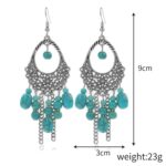 Pendientes Estilo Étnico Turquesa Temperamento Pendientes Vintage Simples, E2204-6 - Imagen 2
