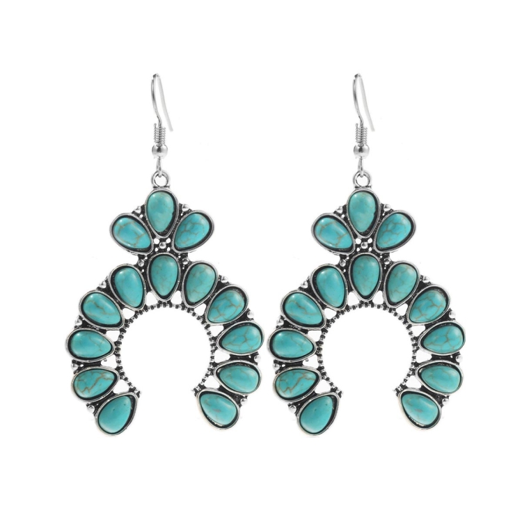 TBD0603373312.jpg Pendientes Estilo Étnico Turquesa Temperamento Pendientes Vintage Simples, E2204-7 - Imagen 1