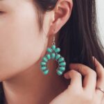 Pendientes Estilo Étnico Turquesa Temperamento Pendientes Vintage Simples, E2204-7 - Imagen 3