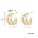 Aretes Joyas, E2208-5 Three Circle C Shape - Imagen 2