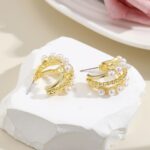 Aretes Joyas, E2208-5 Three Circle C Shape - Imagen 3