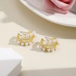 Aretes Joyas, E2208-5 Three Circle C Shape - Imagen 4