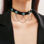 Collar de roca de metal con cadena de clavícula de terciopelo vintage punk, especificación:, N2211-8