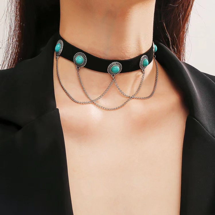 TBD0603373501.jpg Collar de roca de metal con cadena de clavícula de terciopelo vintage punk, especificación:, N2211-8 - Imagen 1