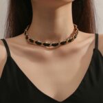 Collar de roca de metal con cadena de clavícula de terciopelo vintage punk, especificación:, N2211-12