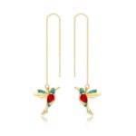 Pendientes simples de alambre de oreja larga para mujer, E2104-4 Red Bird