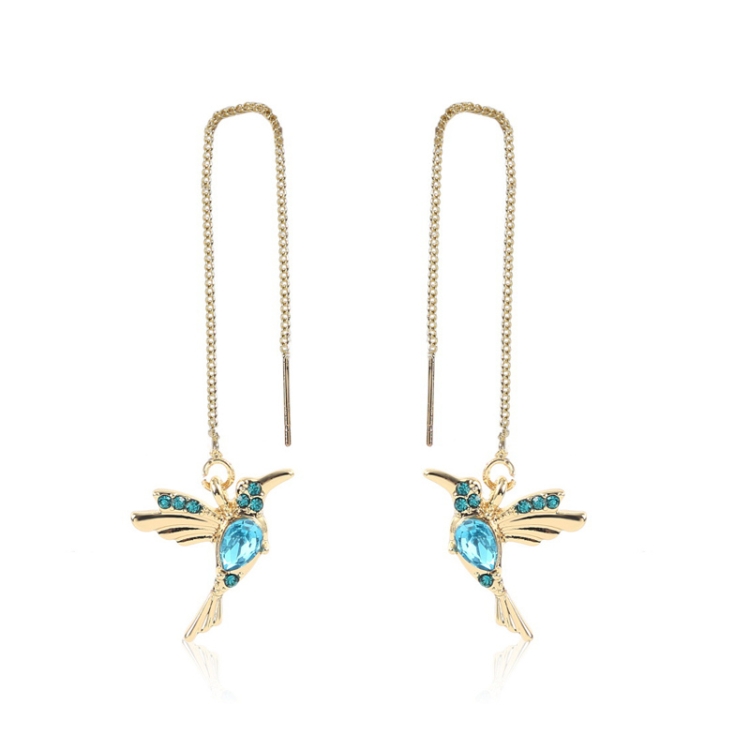 TBD0603373602.jpg Pendientes simples de alambre de oreja larga para mujer, E2104-5 Blue Bird - Imagen 1
