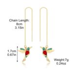 Pendientes simples de alambre de oreja larga para mujer, E2104-5 Blue Bird - Imagen 2