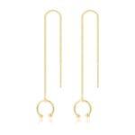 Pendientes simples de alambre de oreja larga para mujer, E2210-1 Dual Ball C Clip