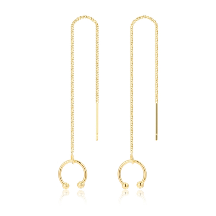 TBD0603373603.jpg Pendientes simples de alambre de oreja larga para mujer, E2210-1 Dual Ball C Clip - Imagen 1