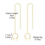 Pendientes simples de alambre de oreja larga para mujer, E2210-1 Dual Ball C Clip - Imagen 2