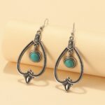 Colgante Vintage Suéter de Piedra Natural Turquesa Bohemio, Modelo:, Necklace Ear Ring Set - Imagen 3