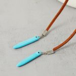 Colgante Vintage Suéter de Piedra Natural Turquesa Bohemio, Modelo:, Two-pointed Necklace - Imagen 3